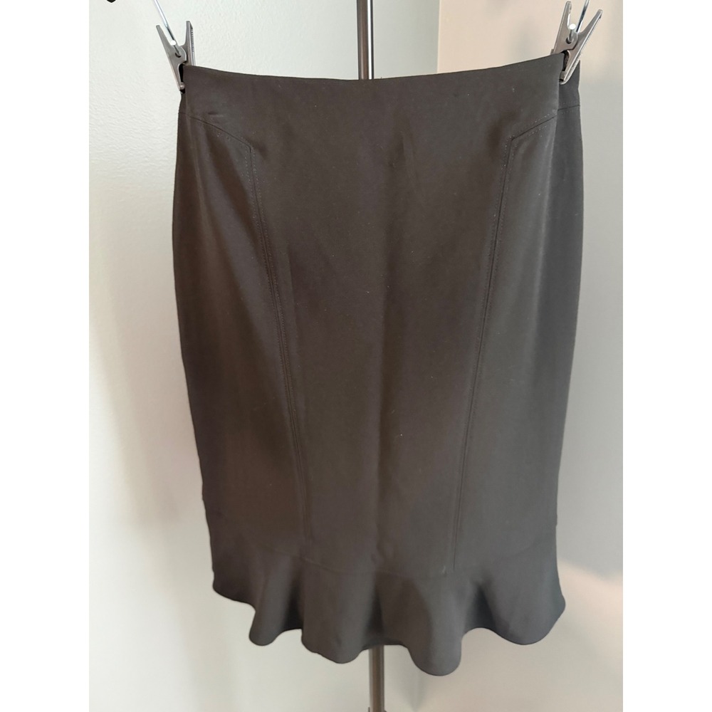 White House Black Market Pencil Skirt Women 6 Black Flounce Hem Classic NWT